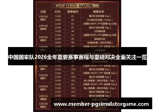中国国家队2026全年重要赛事赛程与重磅对决全面关注一览 中国国家队2026全年重要赛事赛程与重磅对决全面关注一览